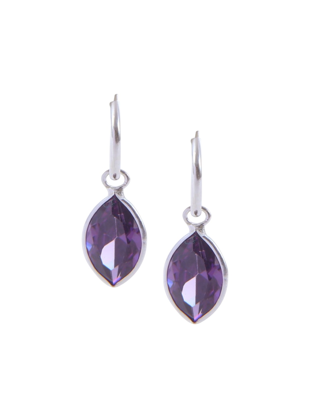 

Abhooshan Sterling Silver Silver-Plated Oval Hoop Earrings, Purple