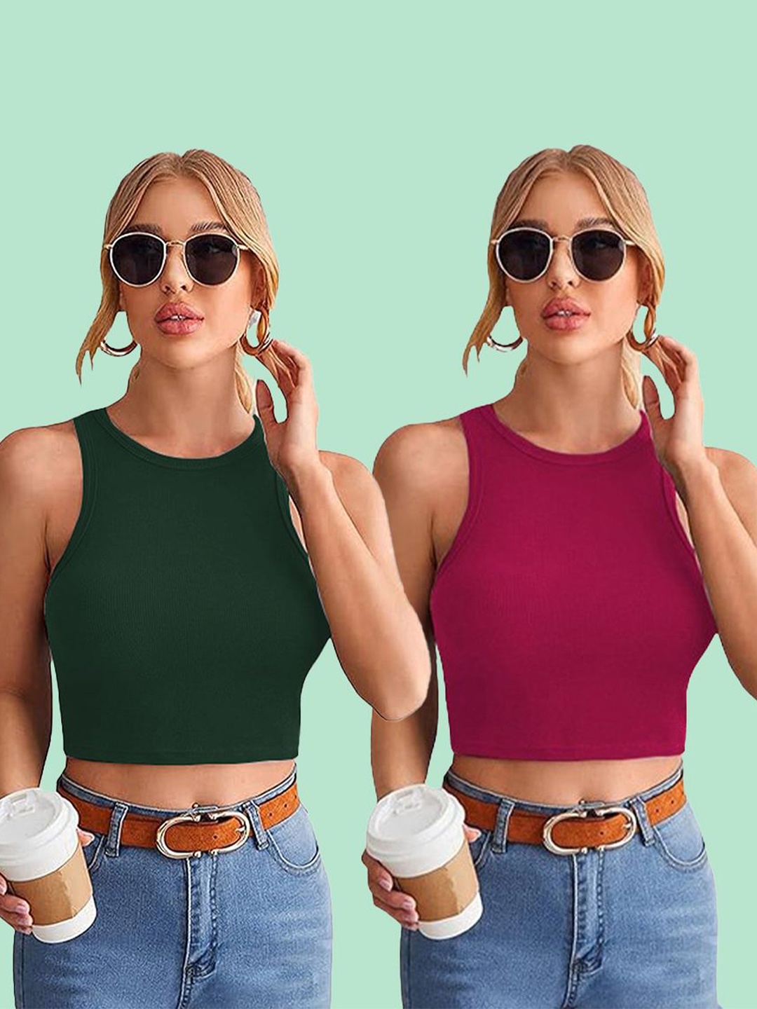 

Mast & Harbour Cotton Crop Top, Multi