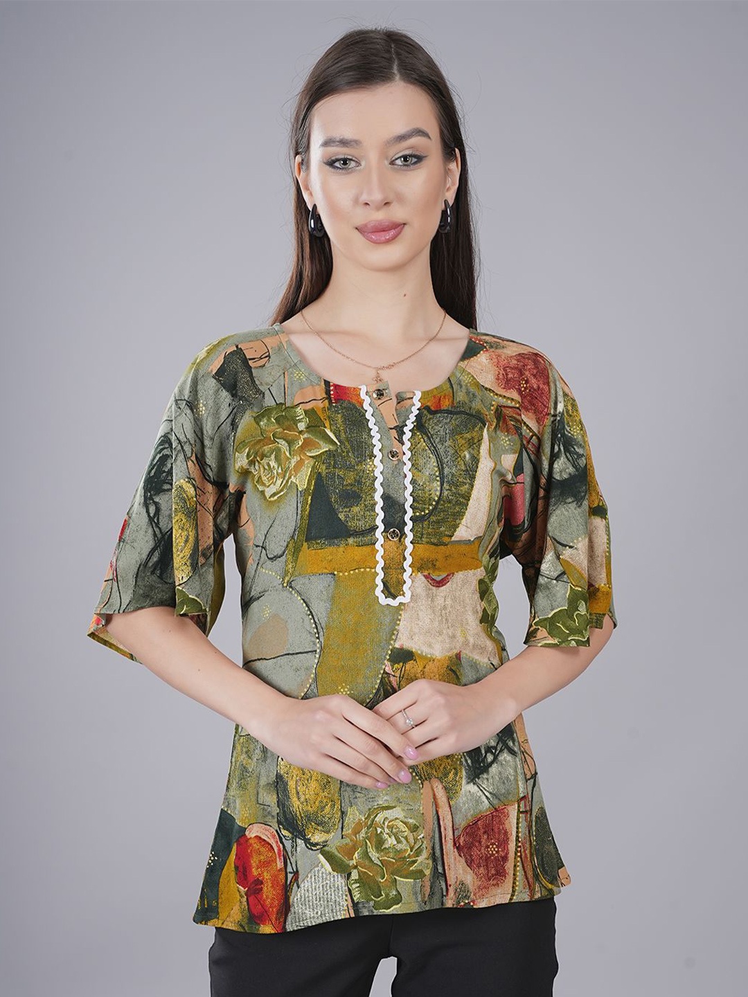 

FIMS Printed V-Neck Tunic, Green