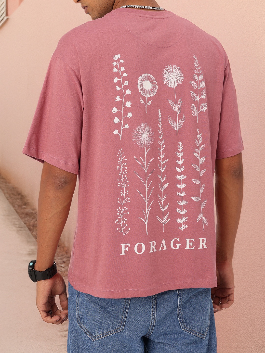 

Kook N Keech Urban Harmony Vibes Printed Oversized T-shirt, Mauve