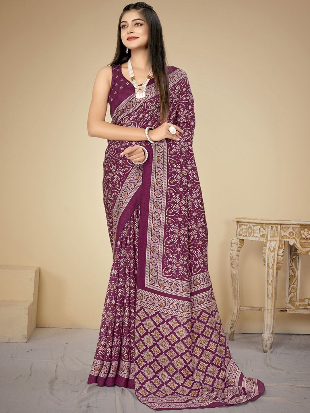 

Anouk Rustic Ethnic Motifs Silk Blend Bagh Saree, Magenta