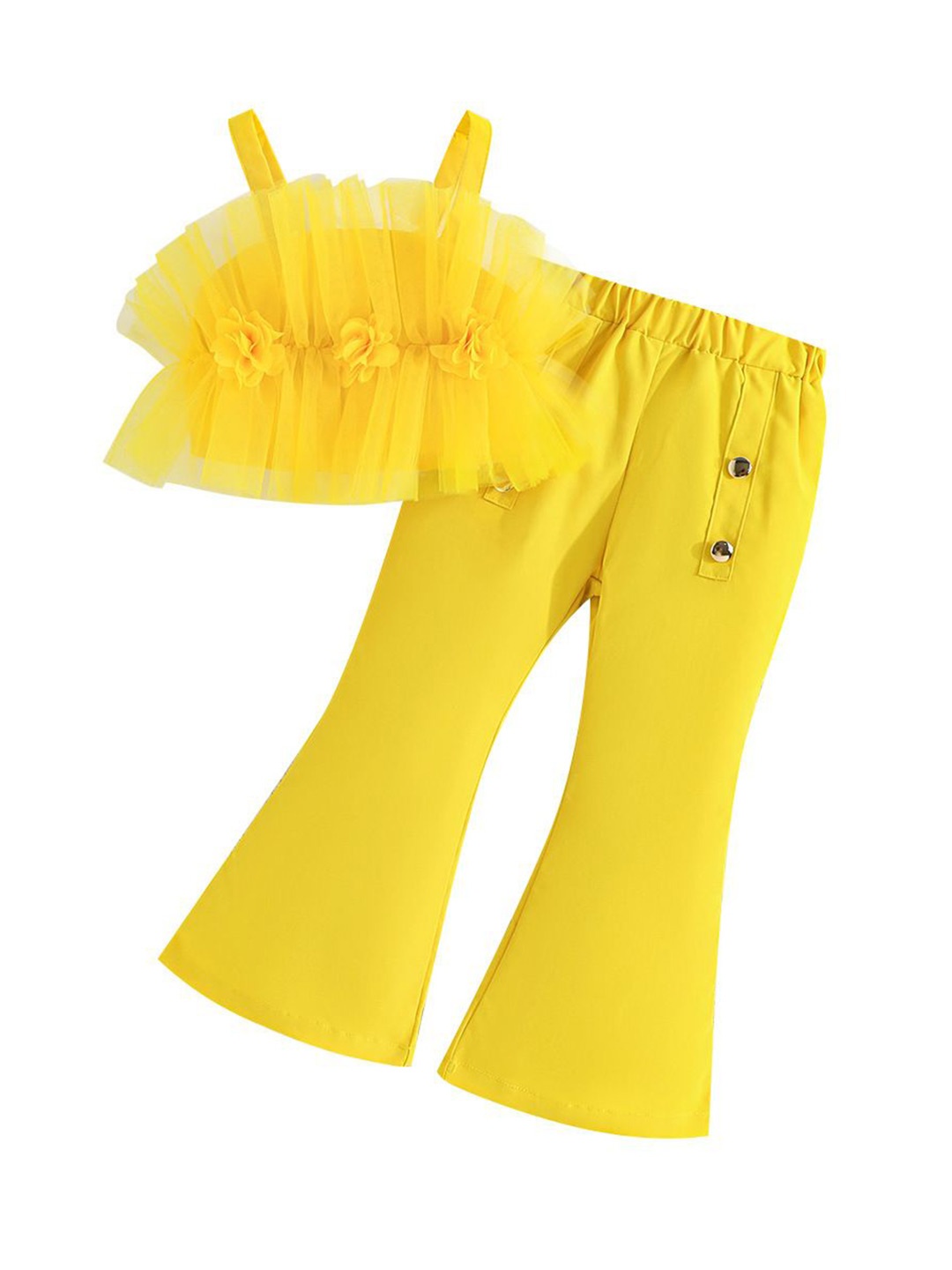 

StyleCast x Revolte Girls Sleeveless Shoulder Straps Top With Palazzos, Yellow