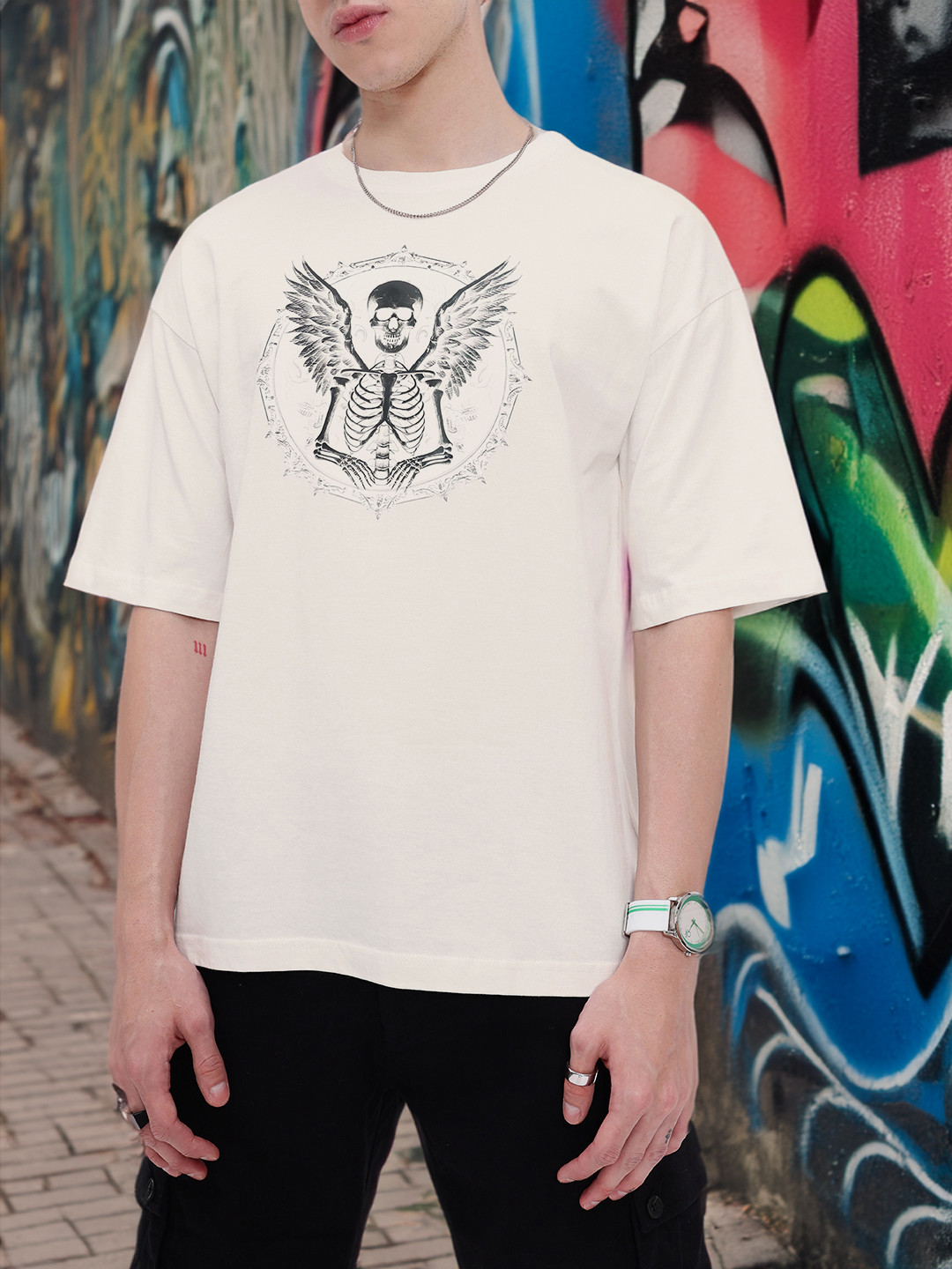 

Kook N Keech Dark Twisted Printed Oversized T-shirt, White