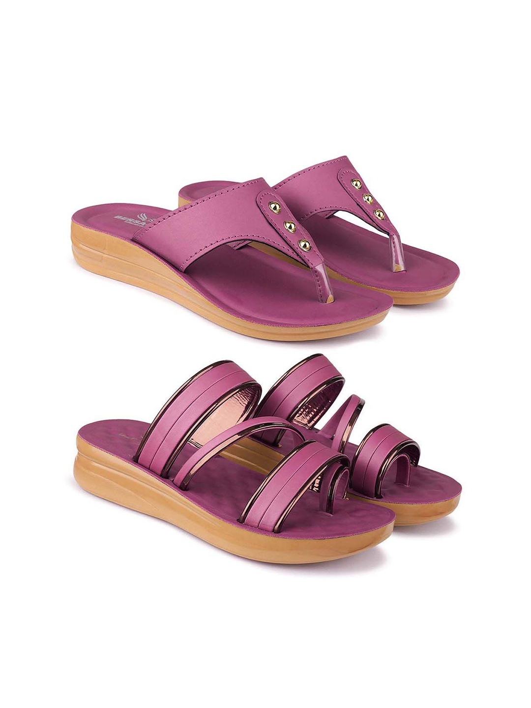 

BERSACHE Women Open Toe Flats, Purple
