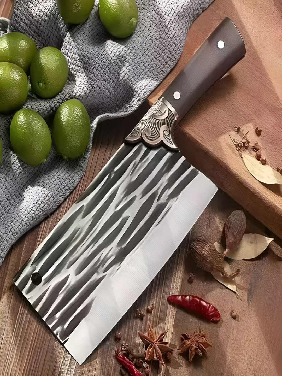 

MACHADO Black And Grey Stainless Steel Vintage Textured Butcher Knife