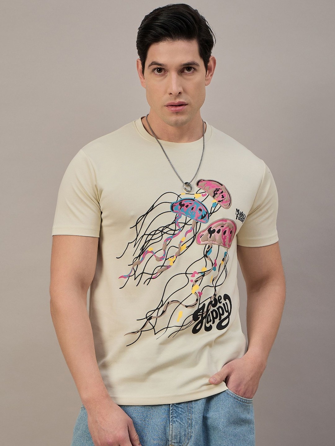 

REPRISE Men T-shirt, Cream