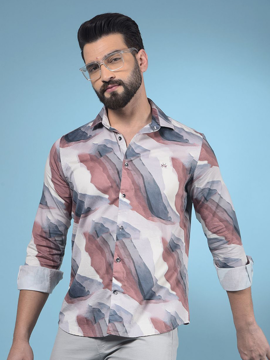 

Crimsoune Club Men Classic Slim Fit Opaque Printed Casual Shirt, Multi