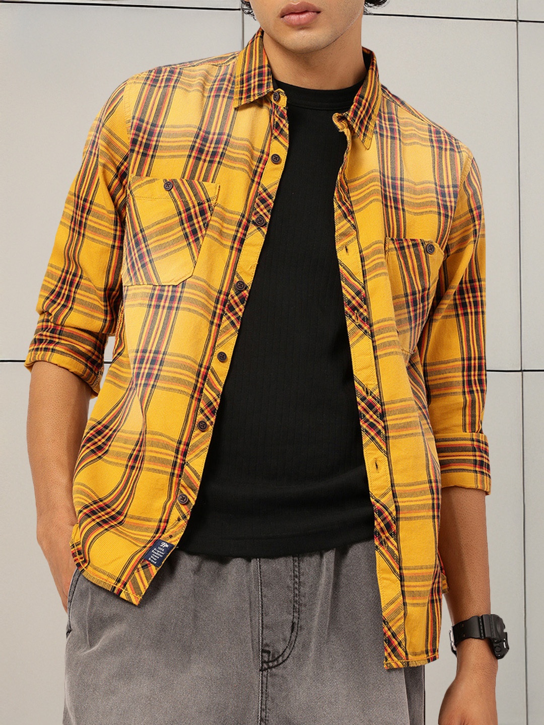 

The Roadster Lifestyle Co. Functional Fashion Checked Relaxed Fit Shirt, Mustard