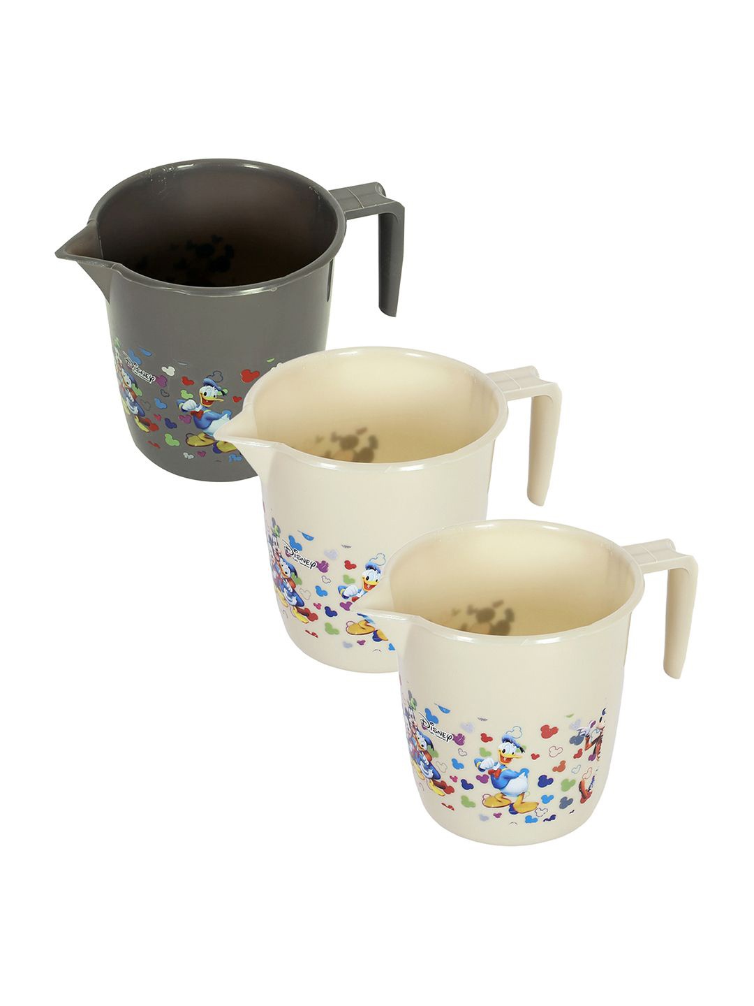 

Kuber Industries Beige & Black 3 Pieces Floral Printed Bath Mugs 1L Each