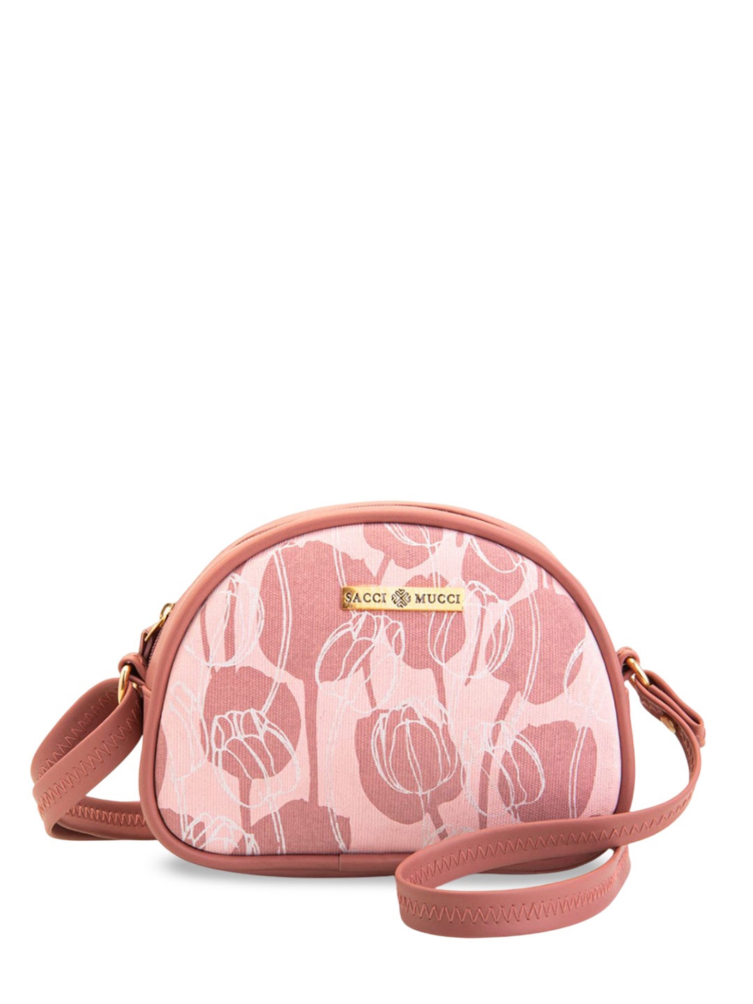 

Sacci Mucci Floral Printed Sling Bag with Tasselled, Pink