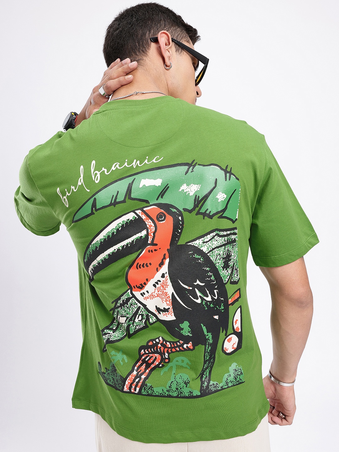 

glitchez Street Savvy Printed Relaxed Fit T-shirt, Green