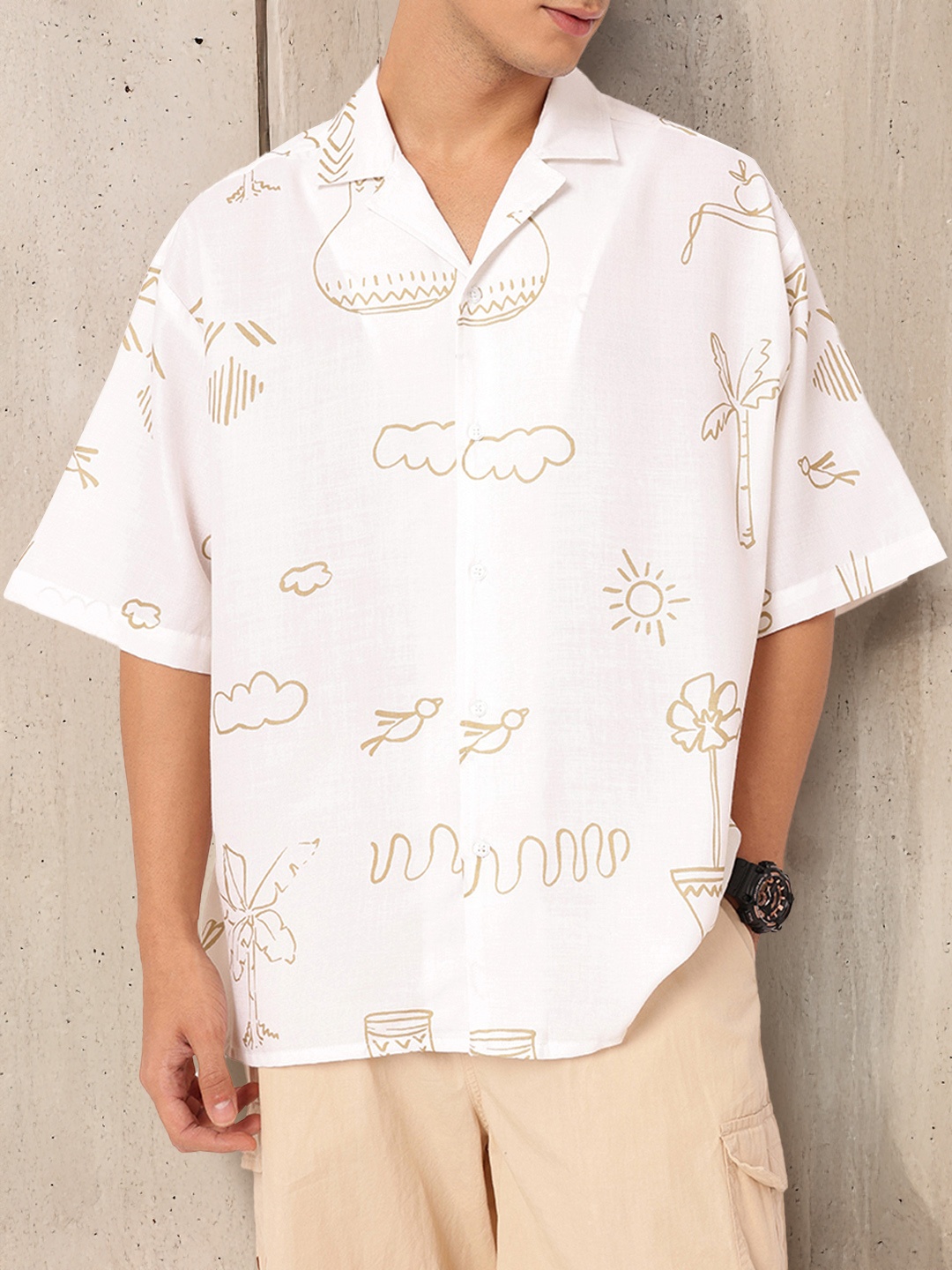 

Kook N Keech Effortless Touch Graphic Printed Oversized Shirt, White