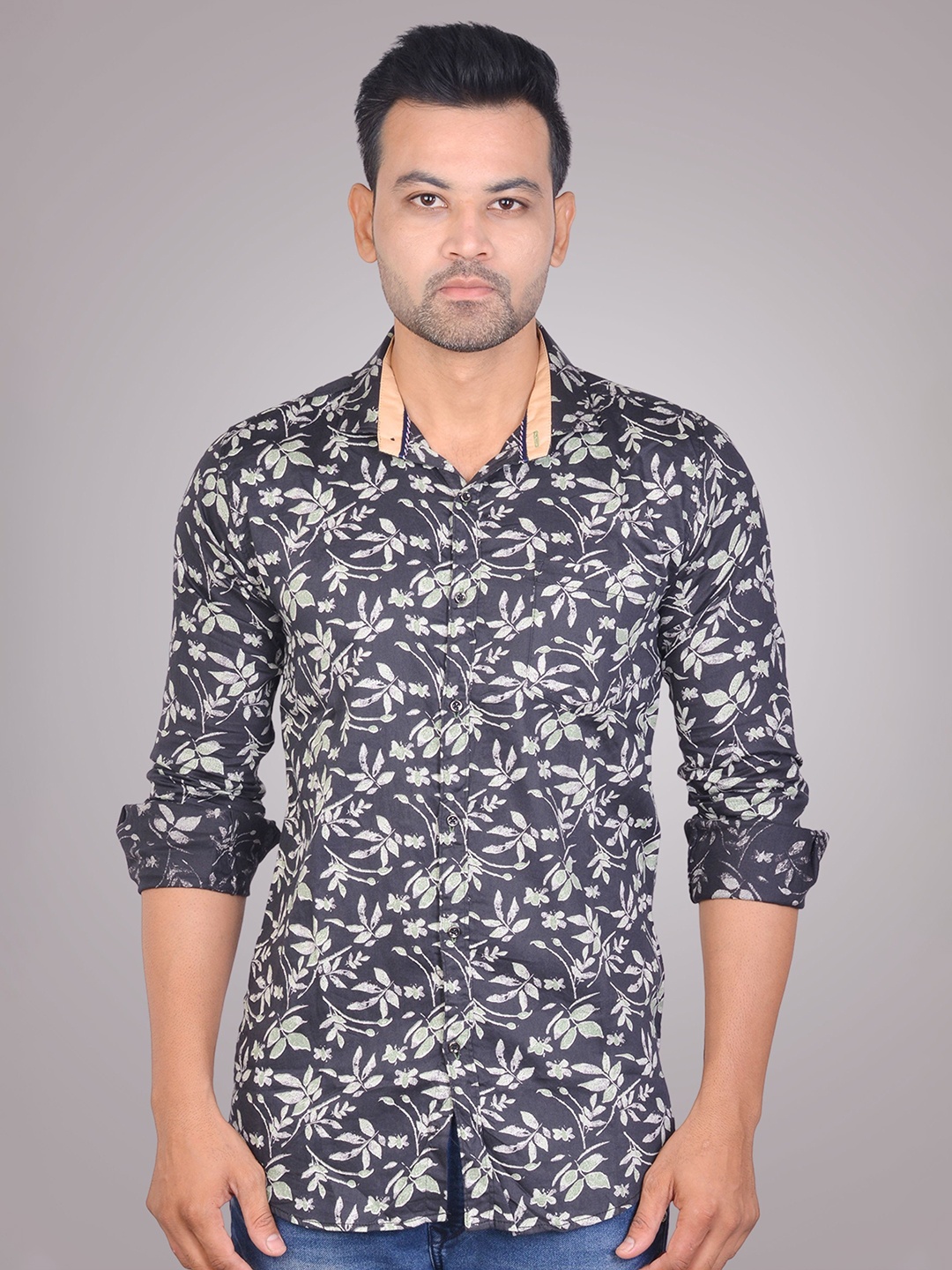

LA MILANO Men Slim Fit Floral Opaque Printed Casual Shirt, Green
