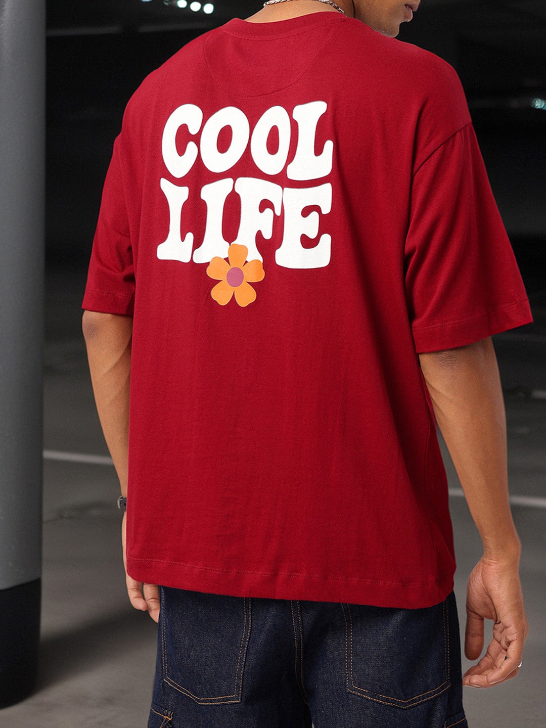 

Kook N Keech Cool Street Life Typography Printed Oversized T-shirt, Maroon
