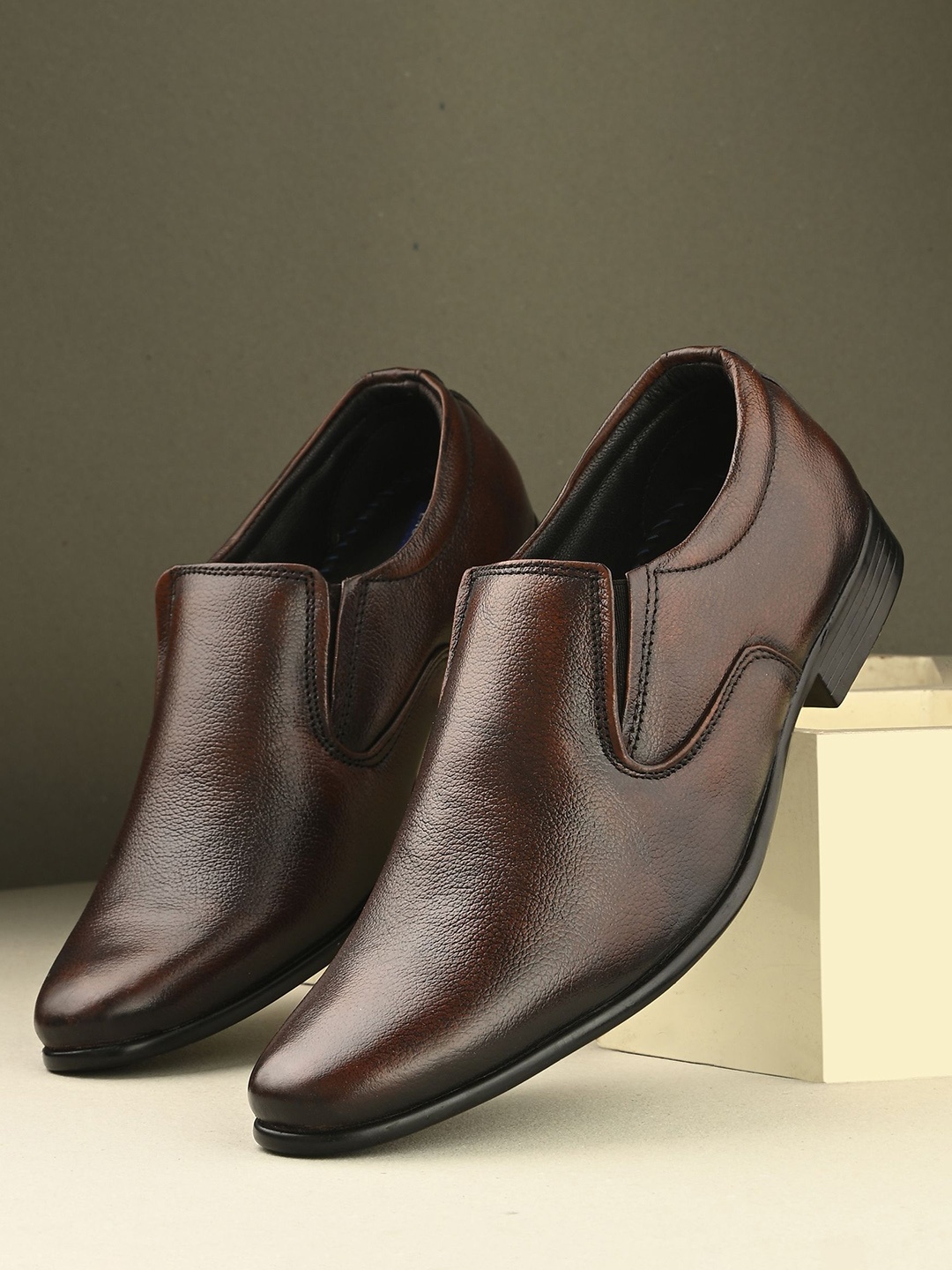 

Butello Men Leather Formal Slip-Ons, Brown