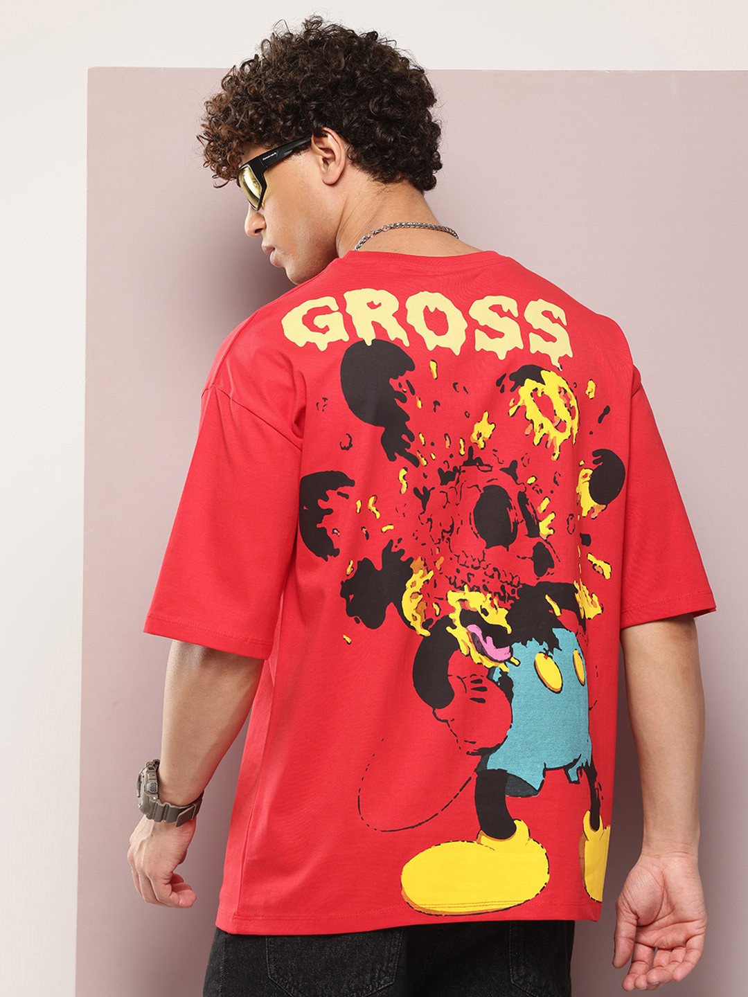 

Kook N Keech Disney Mickey Mouse Print Oversize Pure Cotton T-shirt, Red