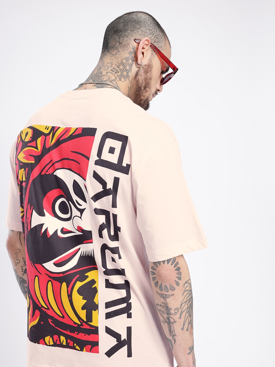 

glitchez Downtown Dope Printed Oversized T-shirt, Pink