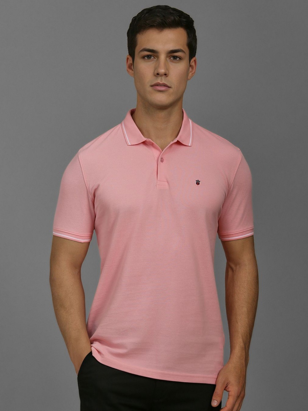 

Louis Philippe Sport Men Polo Collar Pockets Slim Fit T-shirt, Pink