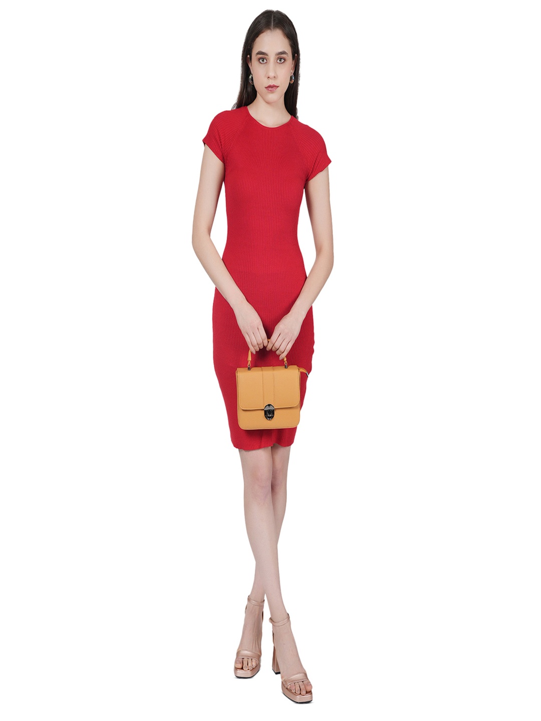 

Flingo Leather Structured Handheld Bag, Mustard