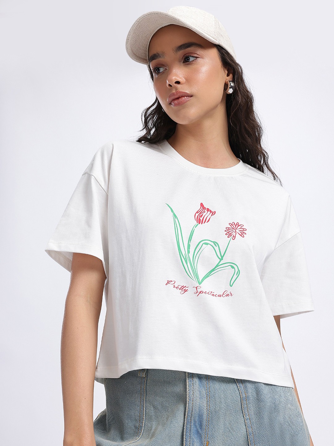 

glitchez Floral Essence Printed Relaxed T-shirt, White