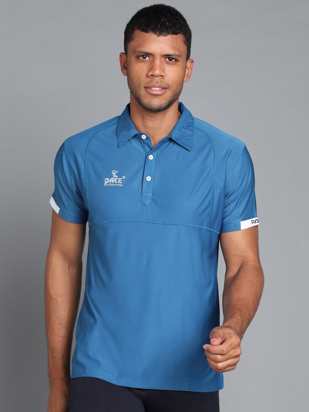 

Pace International Men Polo Collar Pockets T-shirt, Blue