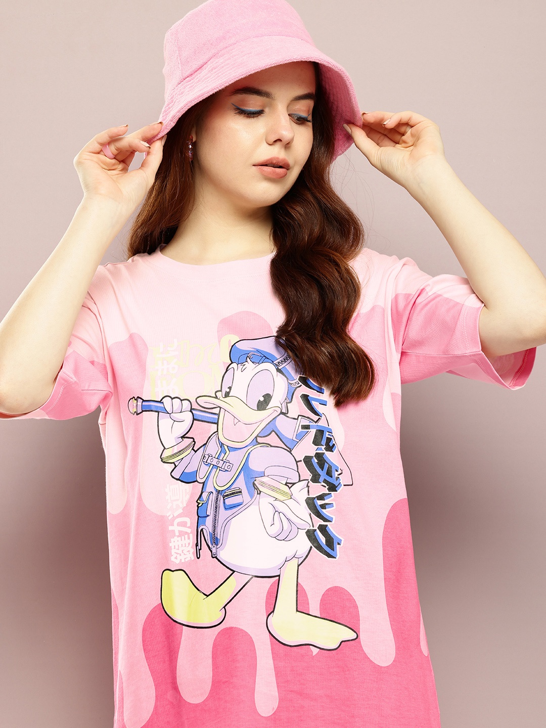 

Kook N Keech Disney Donald Duck Printed Oversized Pure Cotton T-shirt, Pink