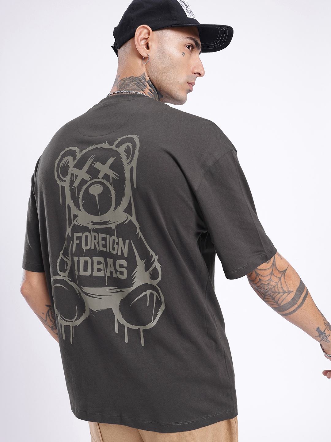 

glitchez Street Edge Graphic Printed Relaxed Fit T-shirt, Charcoal
