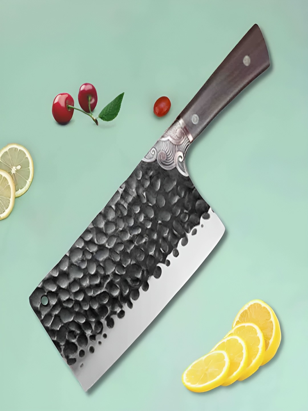 

MACHADO Black and Silver-Toned Damascus Stainless Steel Knife