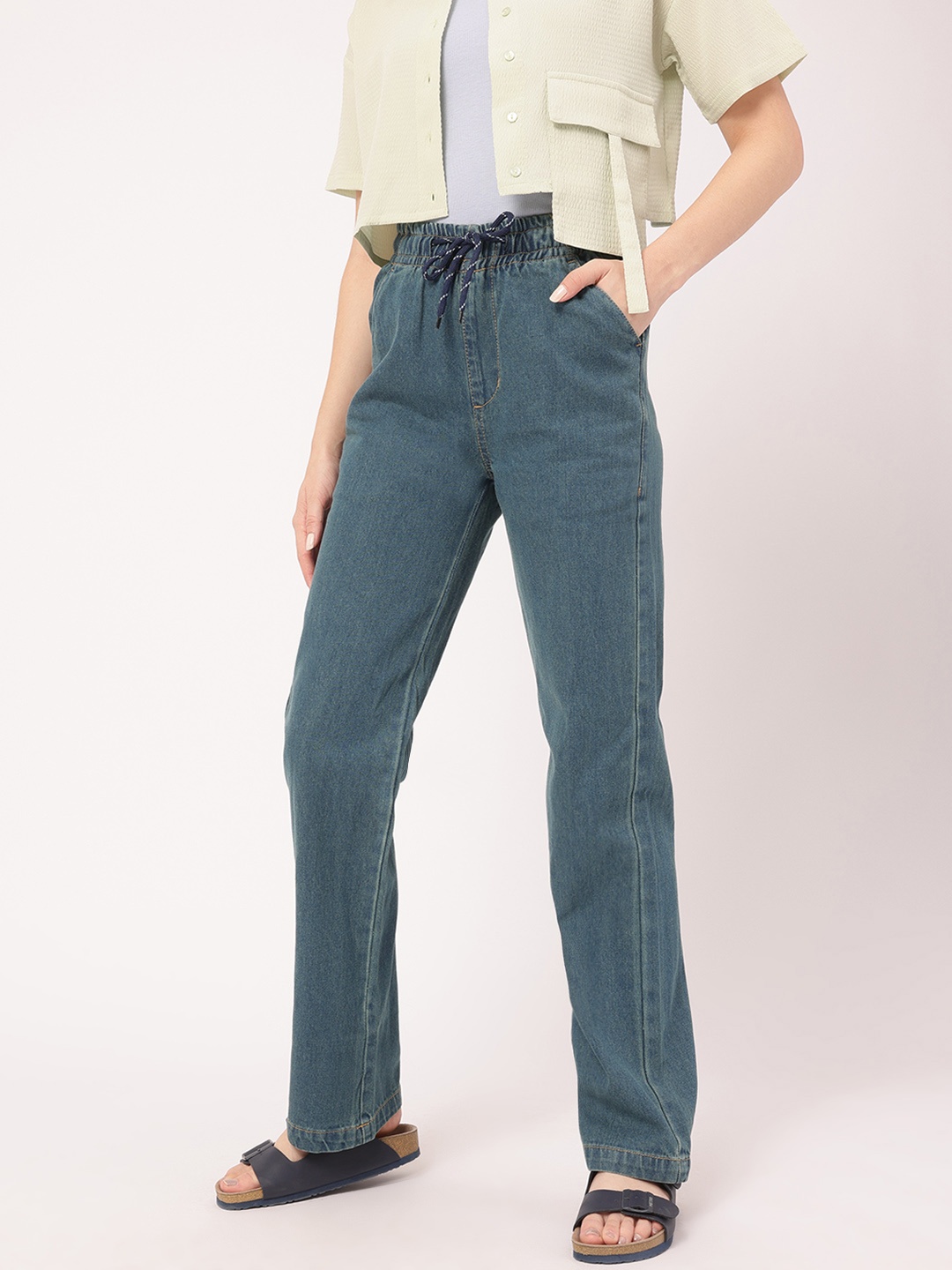 

DressBerry Women Timeless Tailored Pure Cotton Straight Fit Jeans, Blue