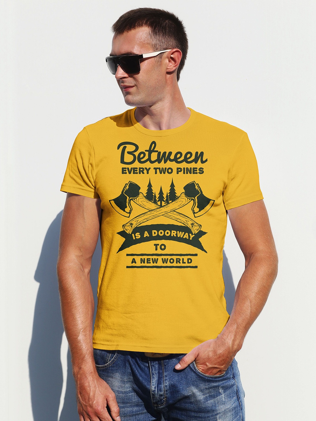 

Moda Rapido Men Printed T-shirt, Yellow