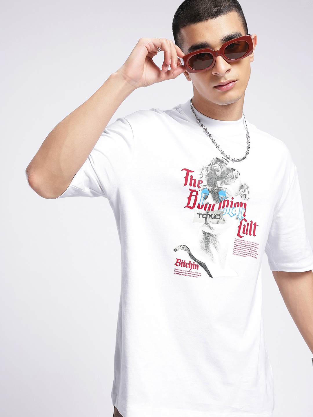 

glitchez Urban High-End Printed Oversized T-shirt, White