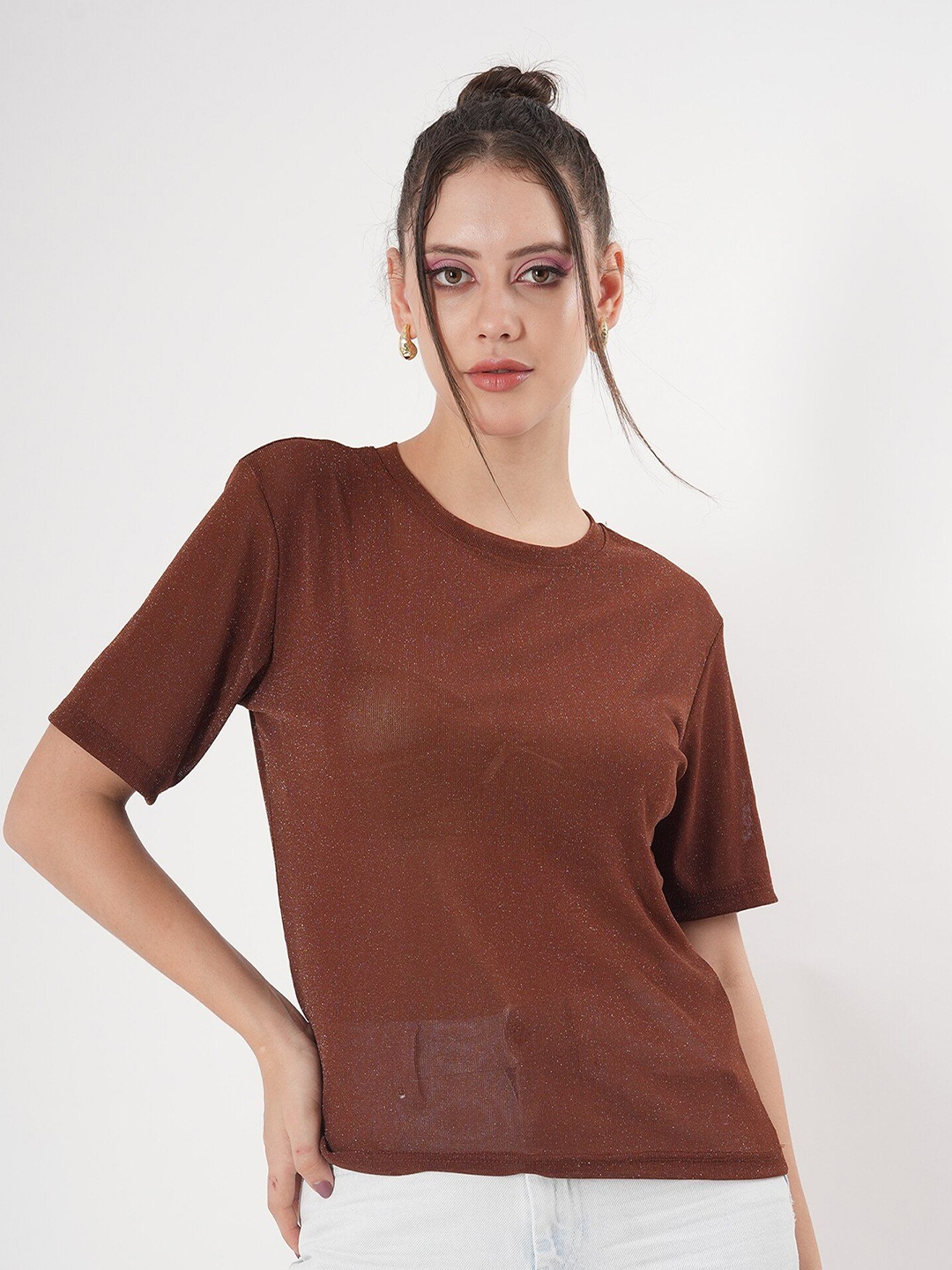 

clobug Crepe Top, Brown