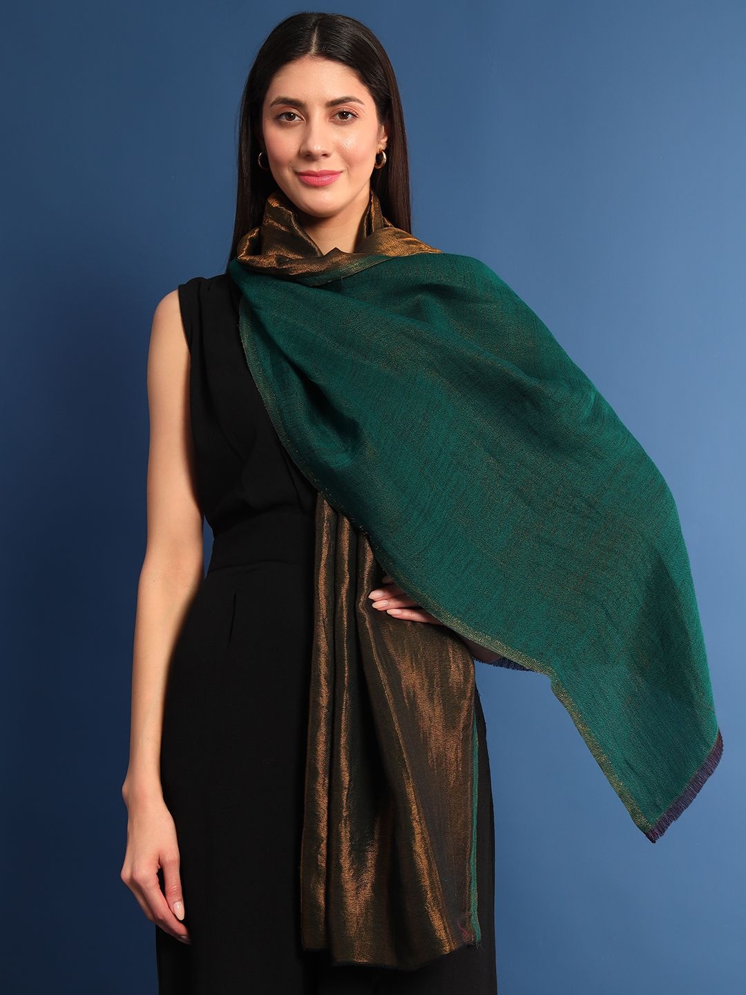 

Pashmoda Woven Design Reversible Shawl, Teal