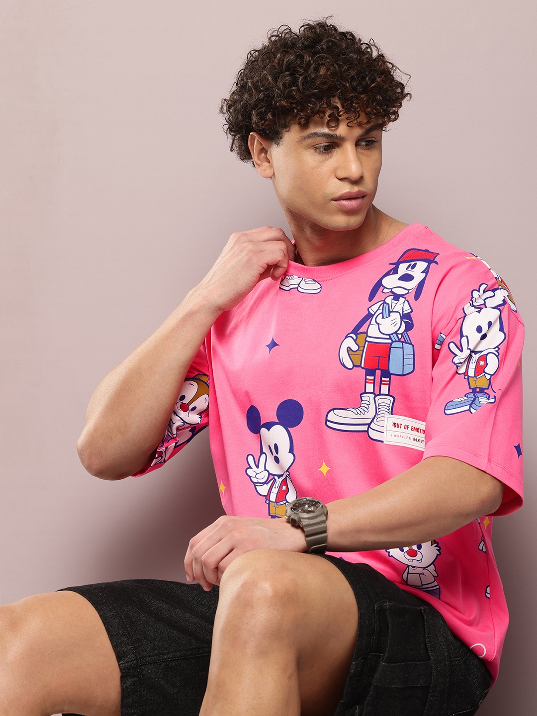 

Kook N Keech Disney Mickey & Friends Print Pure Cotton Oversized T-shirt, Pink