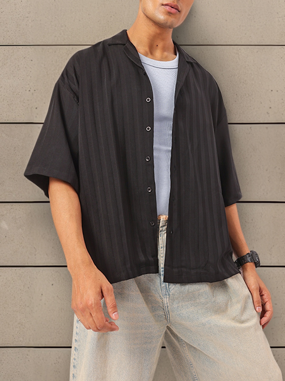 

Kook N Keech Vintage Vibe Oversize Shirt, Black