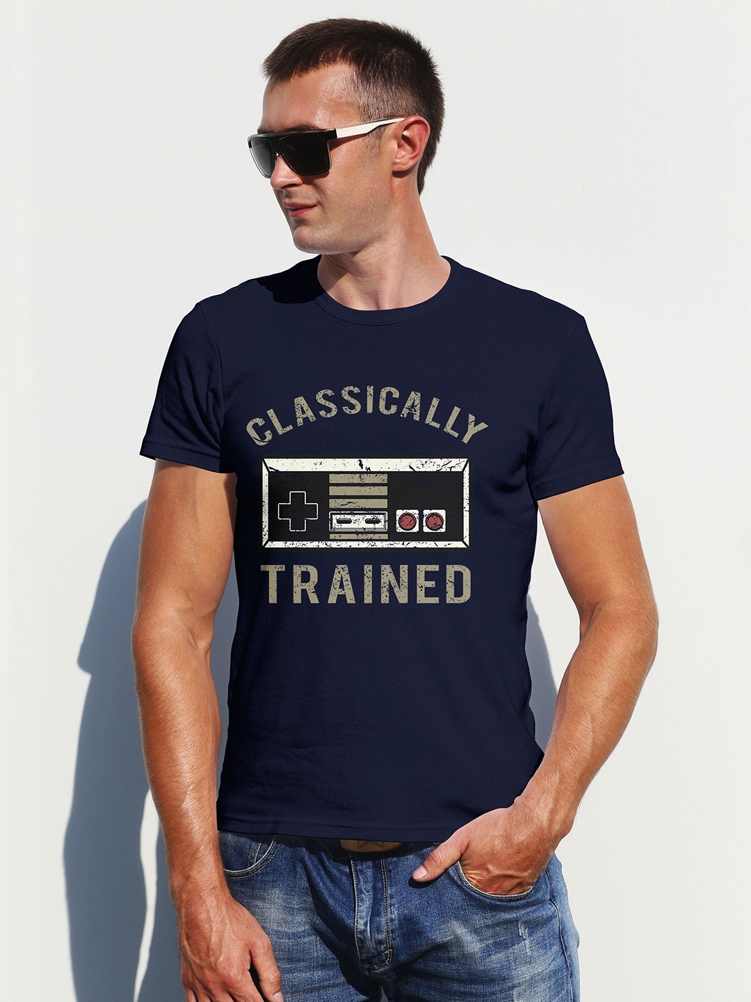 

Moda Rapido Men Printed T-shirt, Navy blue