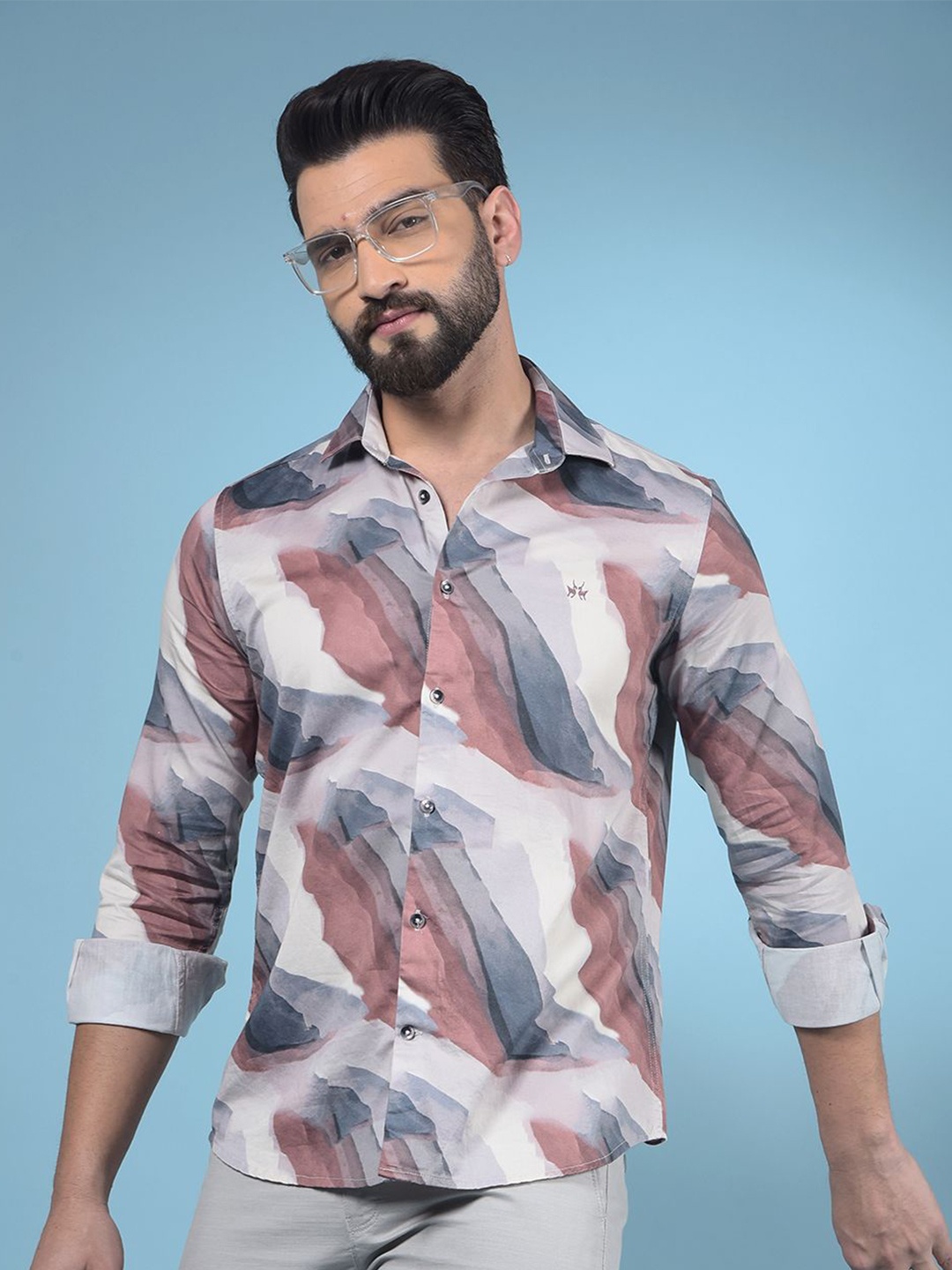 

Crimsoune Club Men Classic Slim Fit Opaque Printed Casual Shirt, Multi