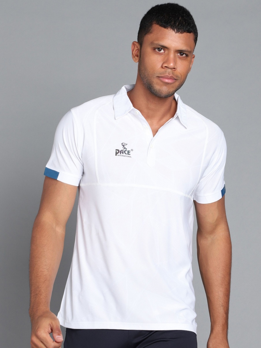 

Pace International Men Polo Collar Applique T-shirt, White