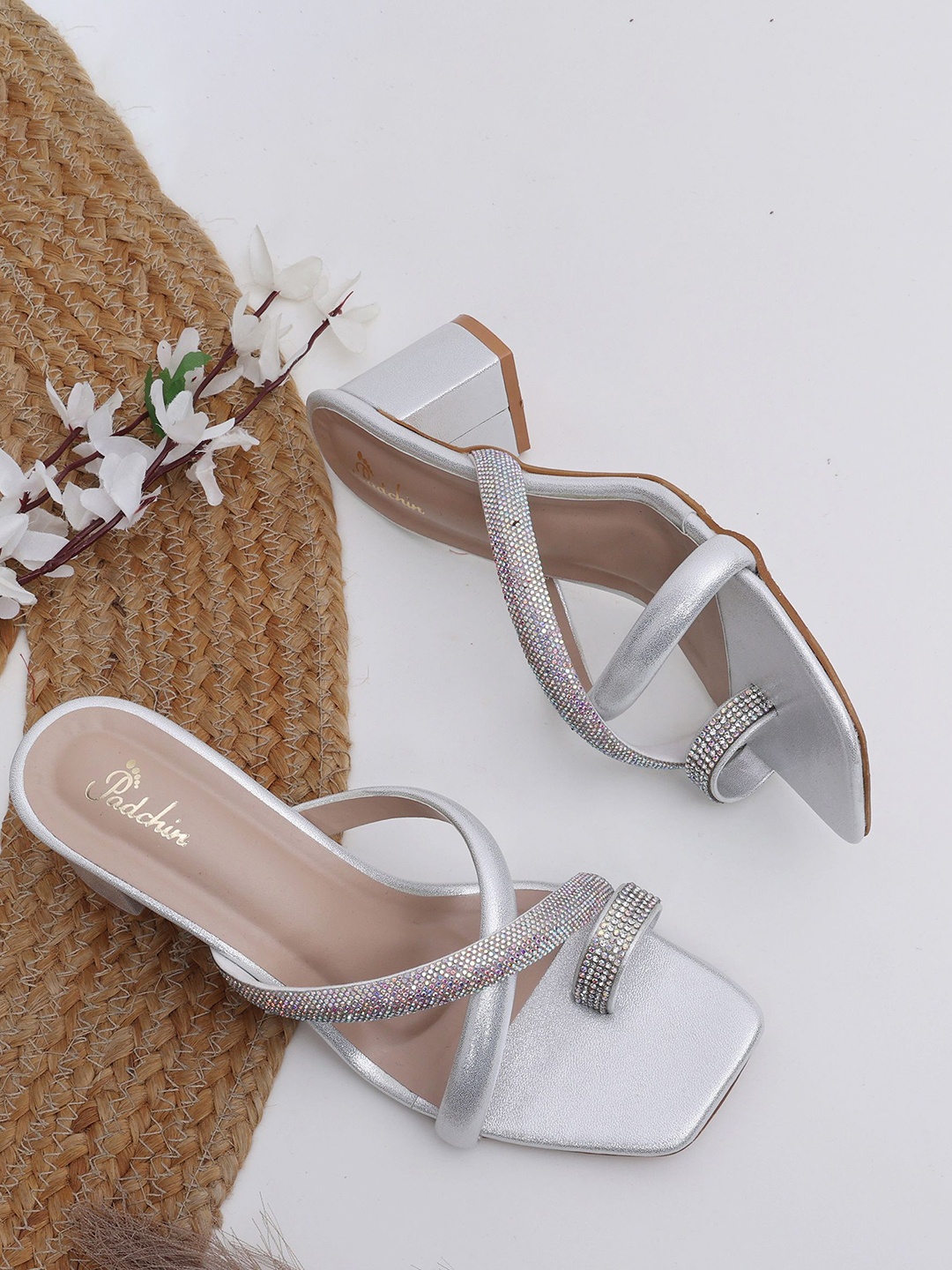 

Padchin Embellished Party Block Sandals, Silver