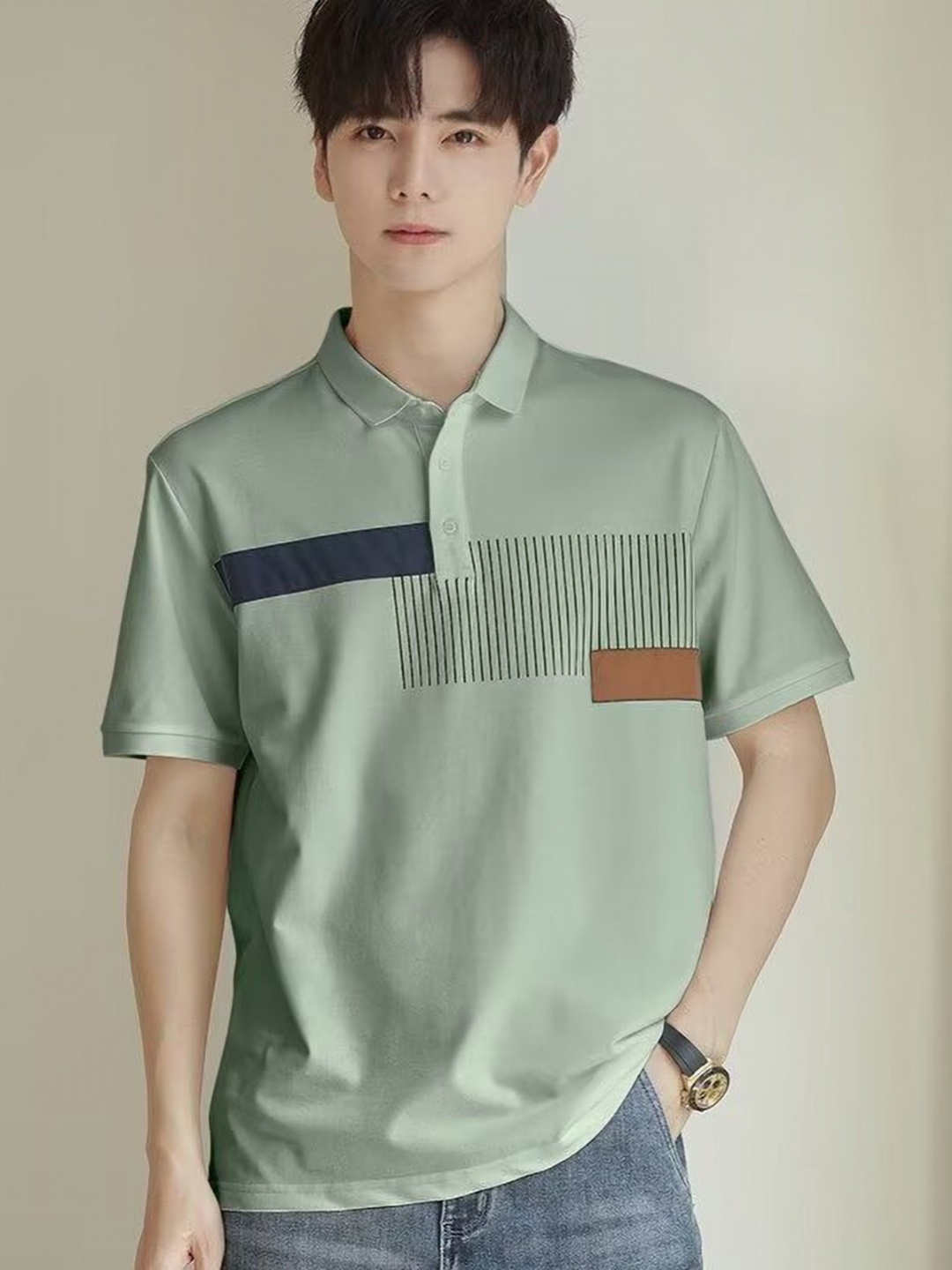 

StyleCast Men Printed Polo Collar T-shirt, Green