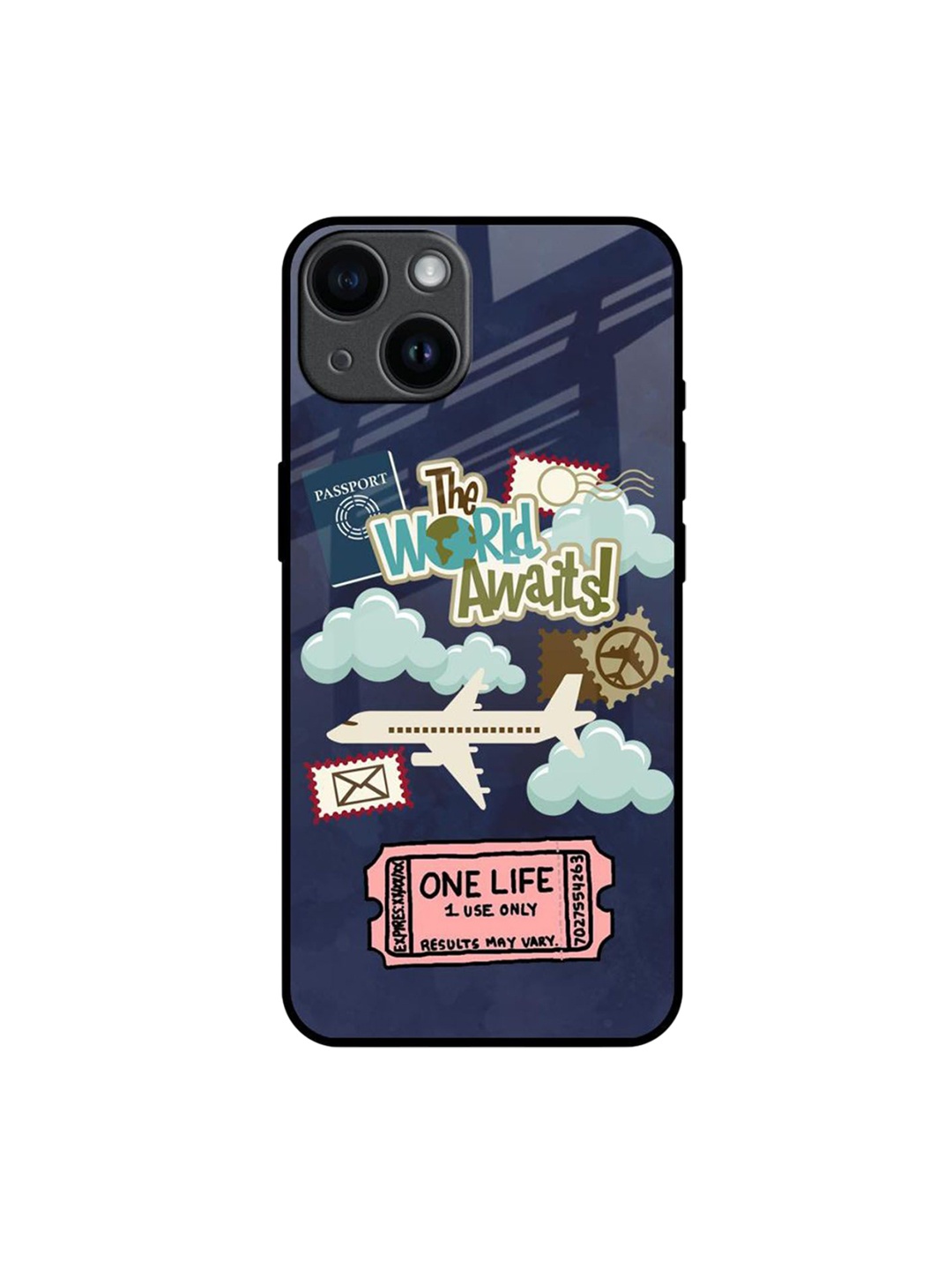 

QRIOH Floral Printed iPhone 14 Back Case Mobile Accessories, Navy blue