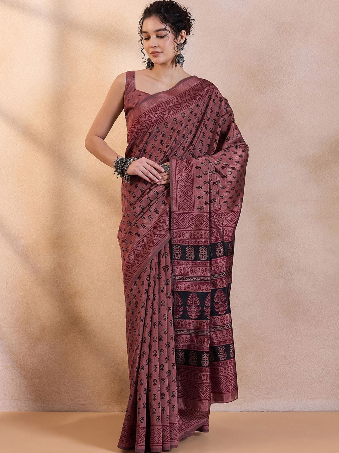 

Anouk Rustic Bagh Silk Blend Bagh Saree, Brown