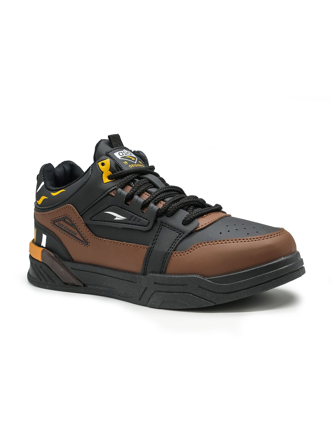 

ASIAN Men Colourblocked Round Toe Lace Up Sneakers, Black