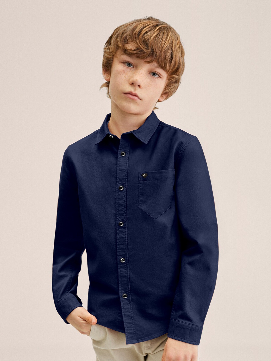 

SKY PEARL Boys Comfort Opaque Casual Shirt, Navy blue