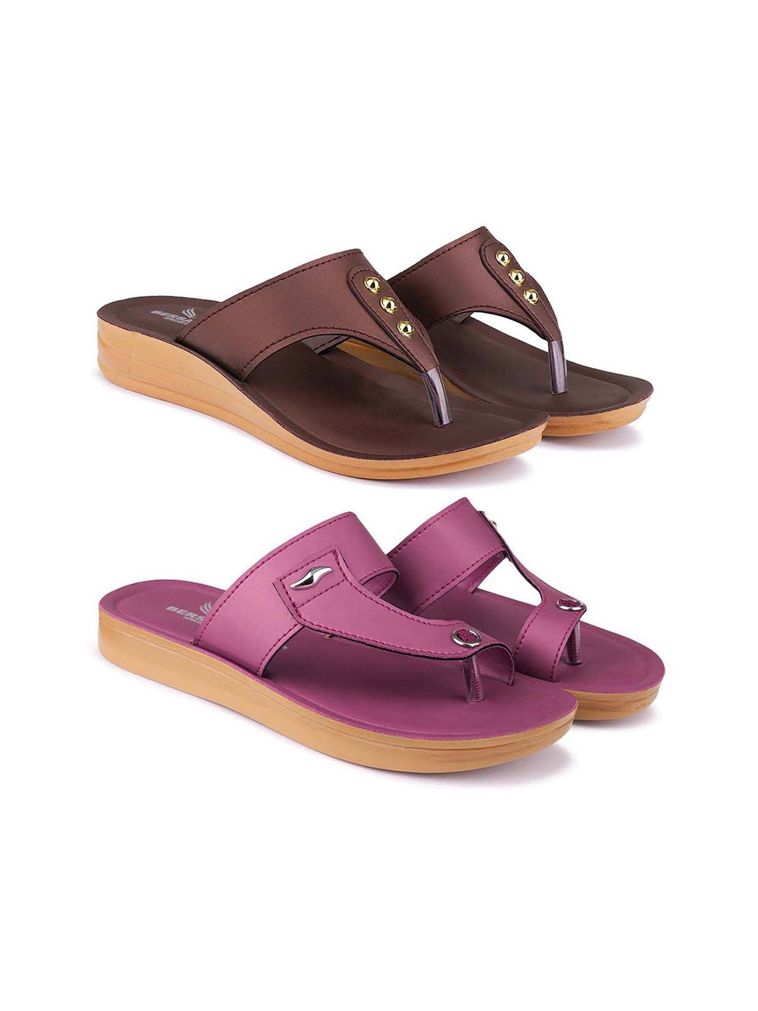 

BERSACHE Women Open Toe Flats, Brown