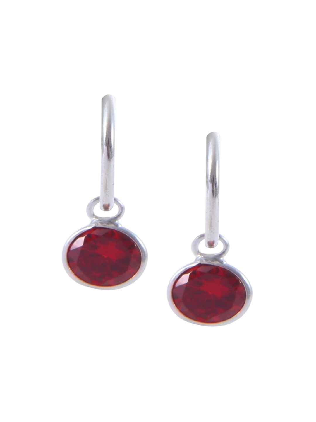 

Abhooshan 92.5 Sterling Silver-Plated Cubic Zirconia Studded Circular Hoop Earrings, Red