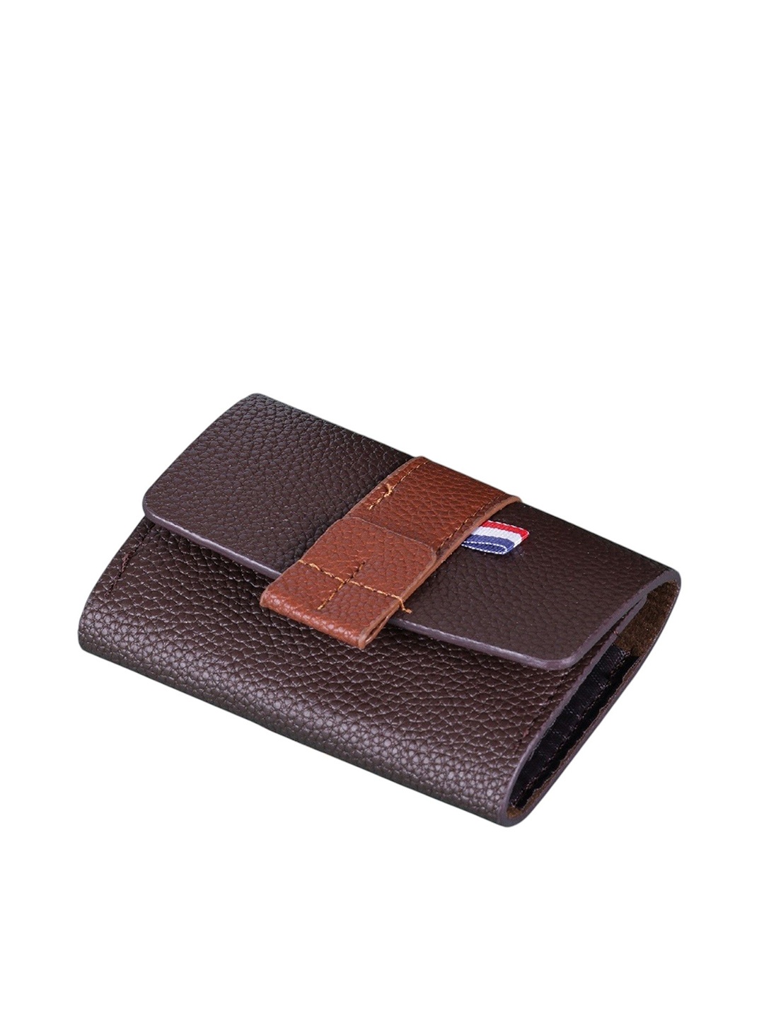 

WATCHSTAR Men Zip Detail Leather Card Holder, Brown