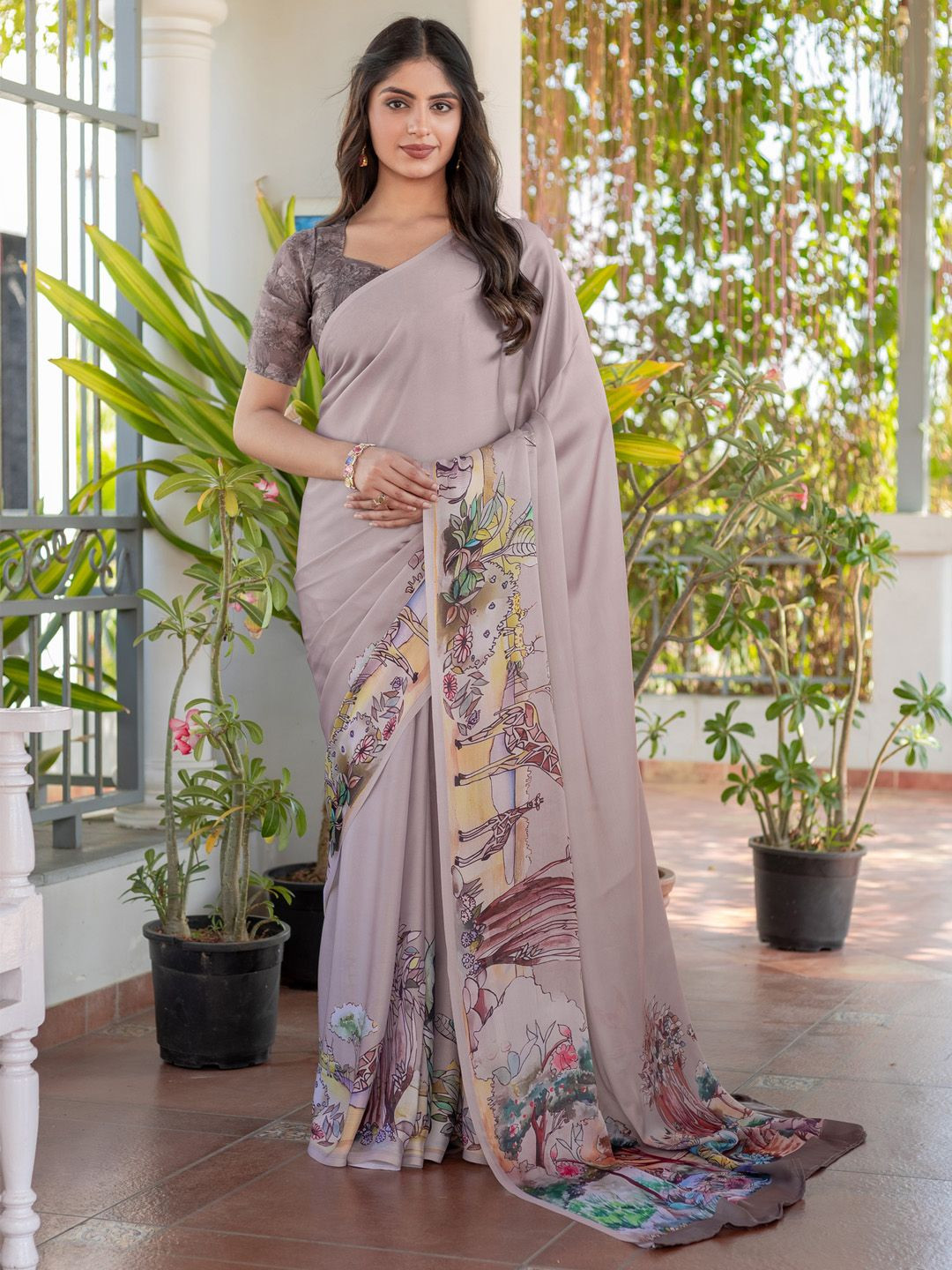 

Mitera Satin Muga Saree, Beige