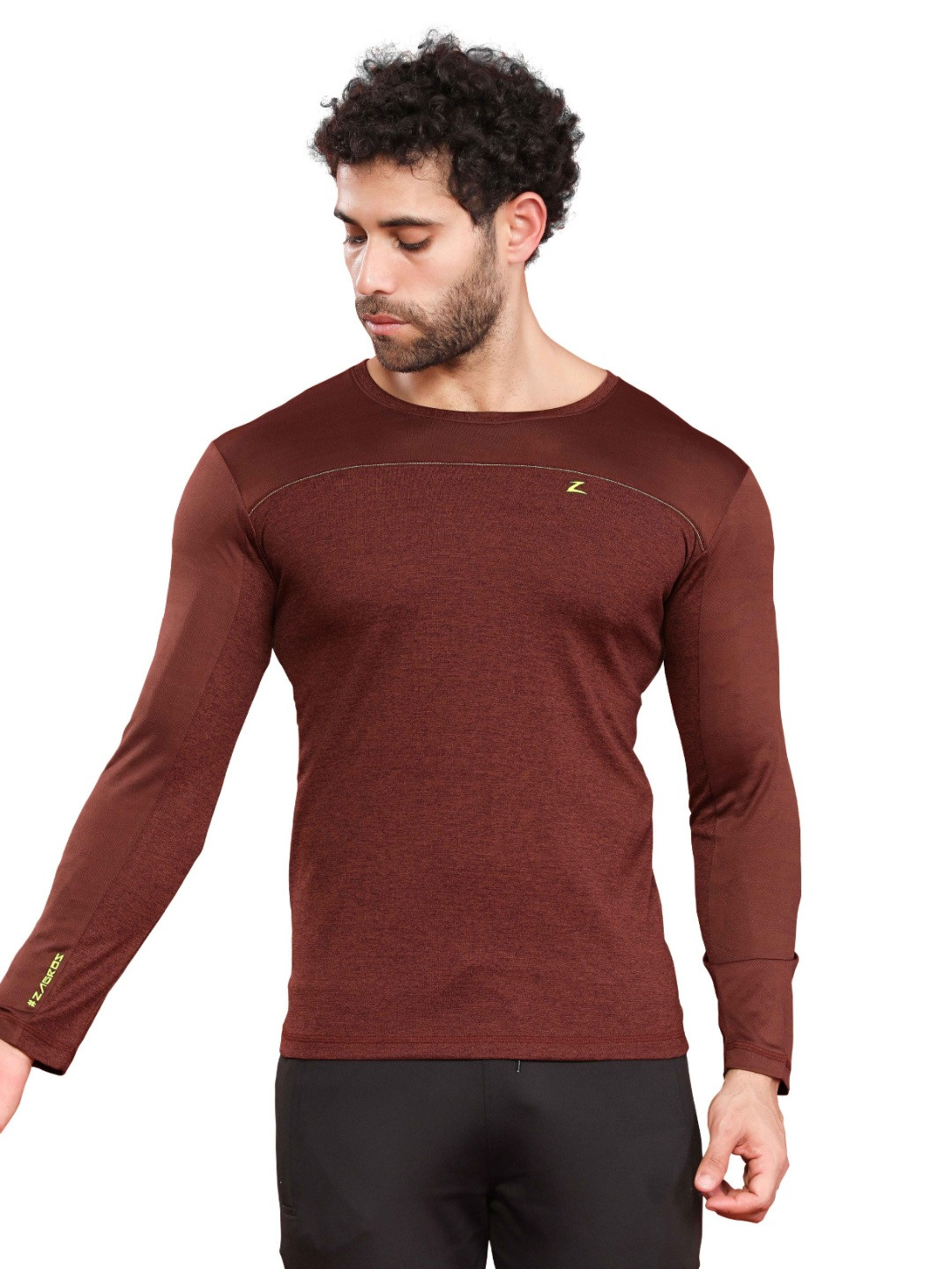 

Z Zagros Men High Neck Pockets T-shirt, Burgundy