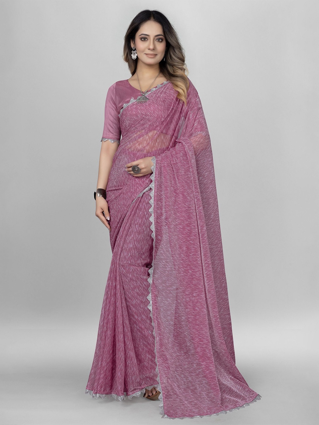 

APNISHA Embellished Saree, Coral